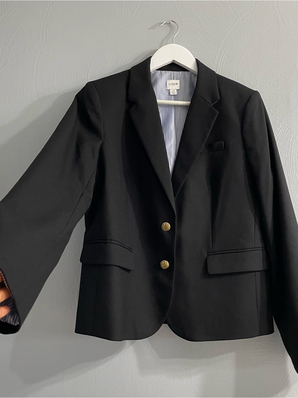 JCrew Original Schoolboy Blazer gold buttons black size 12 preppy office# AZ565 - Picture 8 of 14
